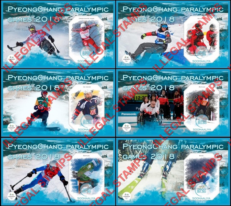 Somalia 2018 Paralympic Games Pyeongchang Illegal Stamp Souvenir Sheets of 1