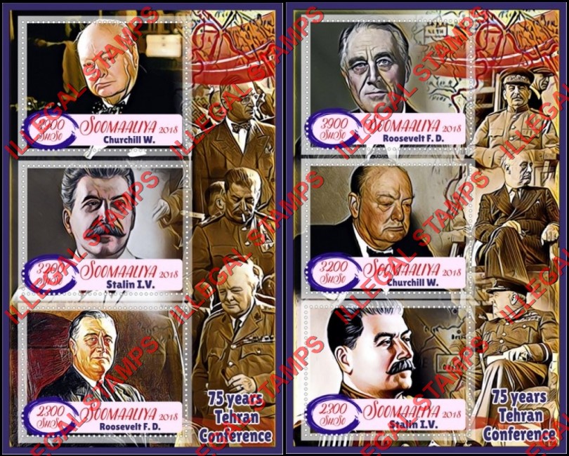 Somalia 2018 Tehran Conference Illegal Stamp Souvenir Sheets of 3