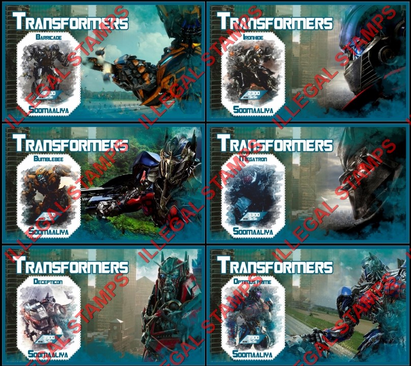 Somalia 2018 Transformers Illegal Stamp Souvenir Sheets of 1