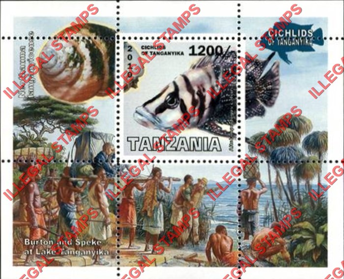 Tanzania 2010 Fish Cichlids Illegal Stamp Souvenir Sheet of 1 Tanzania 2010 Fish Cichlids Illegal Stamp Souvenir Sheet of 1