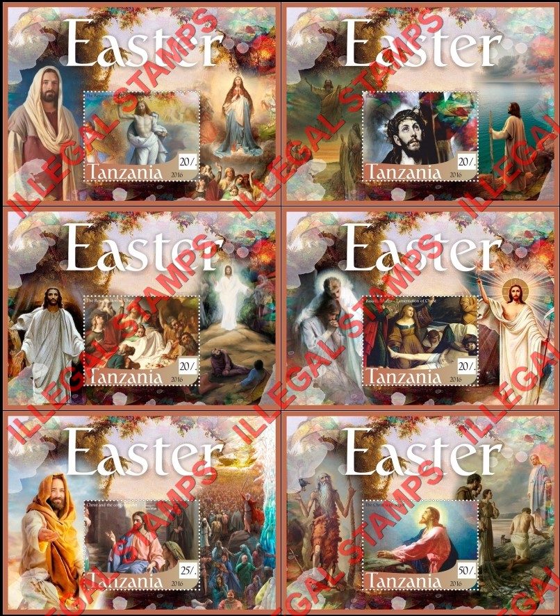 Tanzania 2016 Easter Paintings Illegal Stamp Souvenir Sheets of 1 Tanzania 2016 Easter Paintings Illegal Stamp Souvenir Sheets of 1