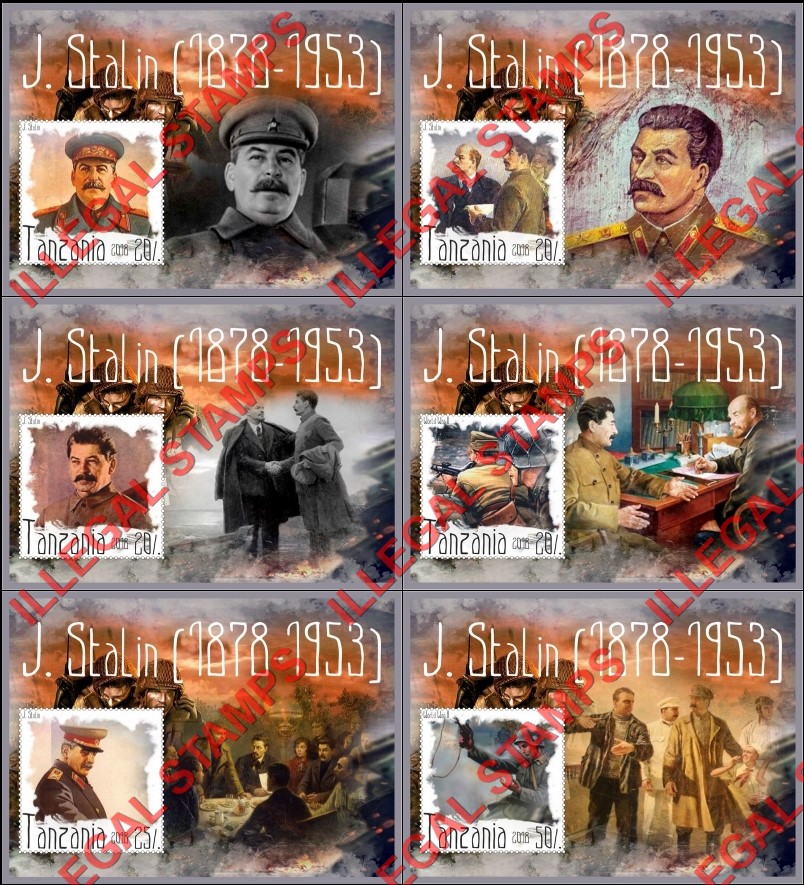 Tanzania 2018 Joseph Stalin Illegal Stamp Souvenir Sheets of 1 Tanzania 2018 Joseph Stalin Illegal Stamp Souvenir Sheets of 1