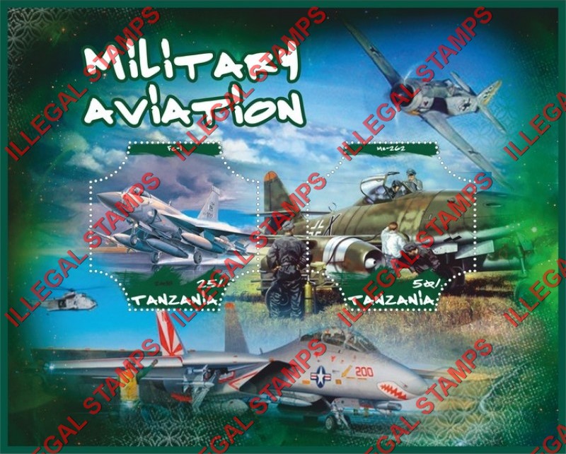 Tanzania 2018 Military Aviation Illegal Stamp Souvenir Sheet of 2 Tanzania 2018 Military Aviation Illegal Stamp Souvenir Sheet of 2