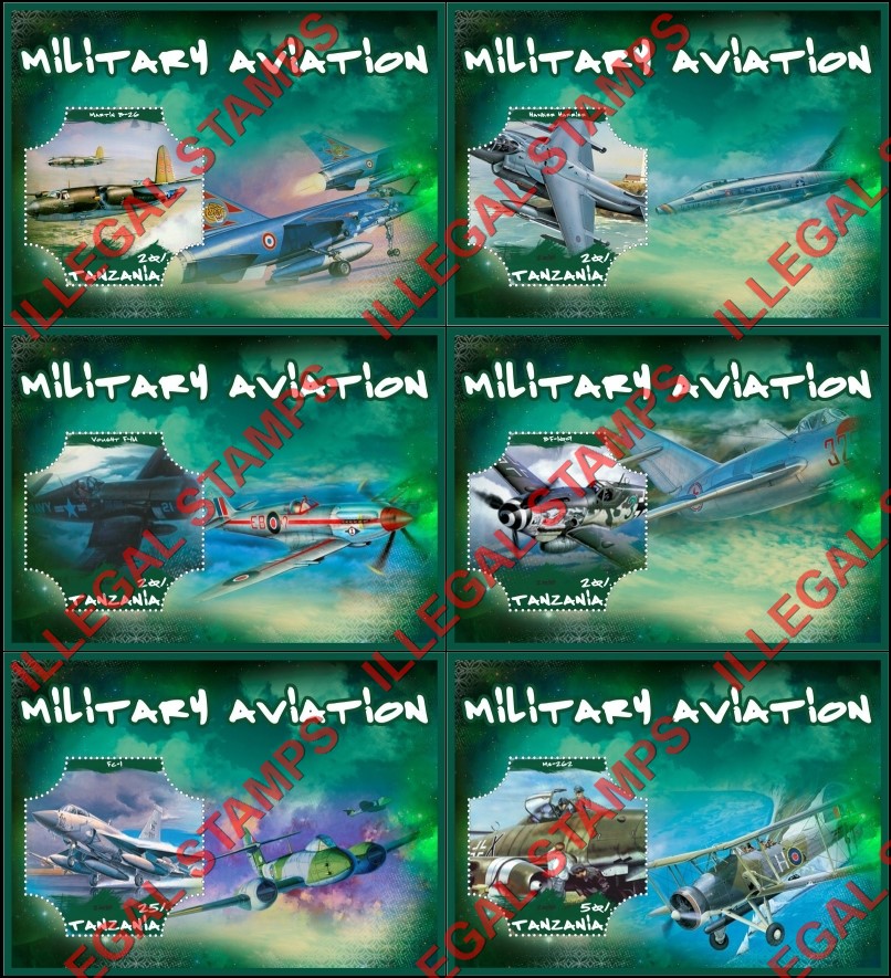 Tanzania 2018 Military Aviation Illegal Stamp Souvenir Sheets of 1 Tanzania 2018 Military Aviation Illegal Stamp Souvenir Sheets of 1