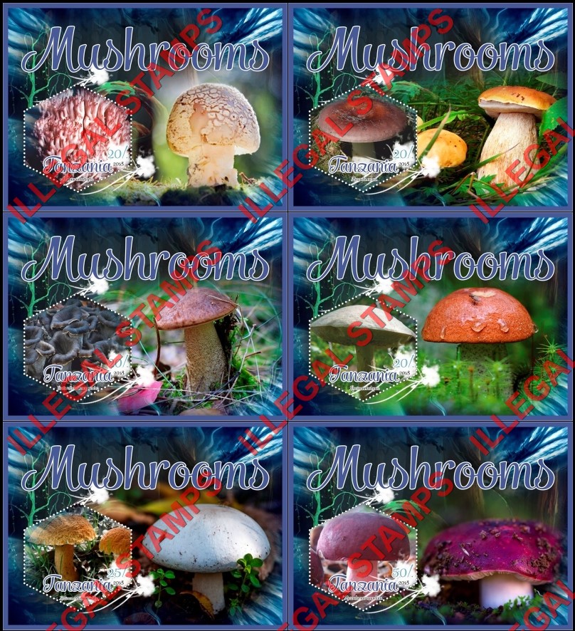 Tanzania 2018 Mushrooms Illegal Stamp Souvenir Sheets of 1 Tanzania 2018 Mushrooms Illegal Stamp Souvenir Sheets of 1